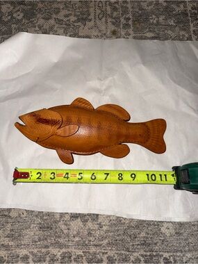Handmade Leather Trout Fish Wall Sculpture by Lance Marshall Signed  11.5” Rare